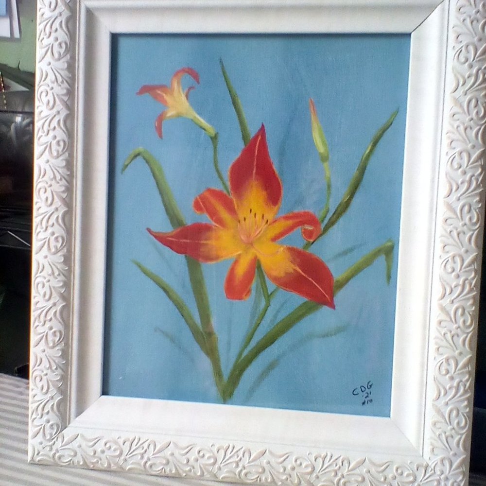Painting Firestorm" Original Acrylic of Daylily